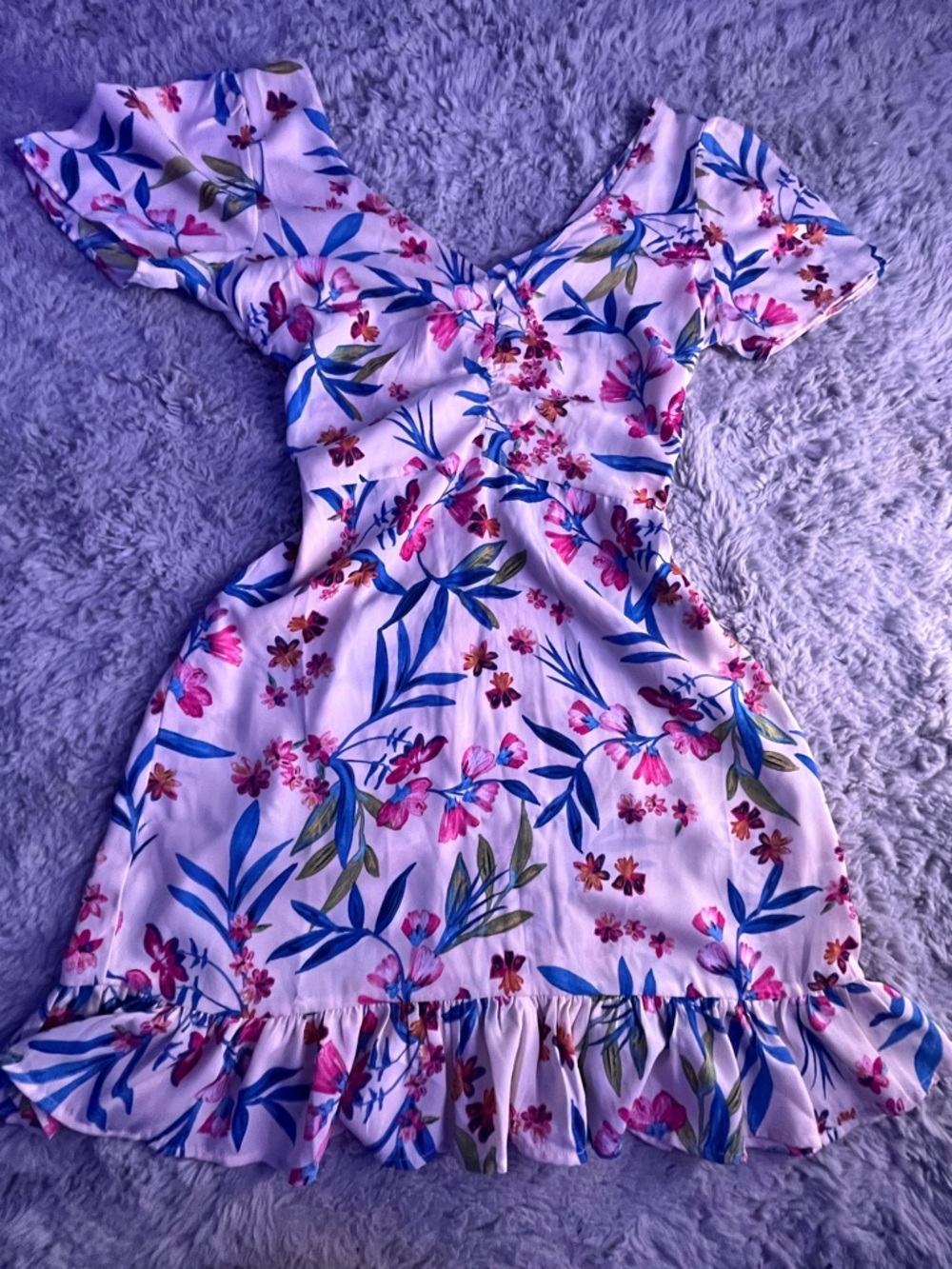 Urban Girl Nites Pink Floral Maxi Dress with Blue & Green Leaves